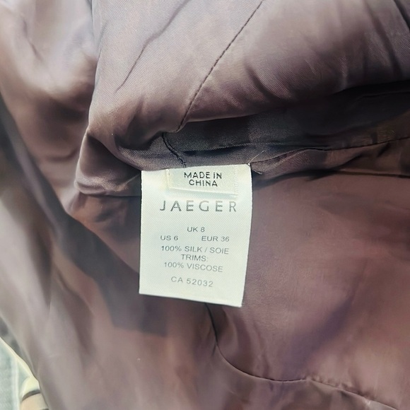 Jaeger, 100% Silk Brown & Ivory Abstract Sheath Dress – Excellent Cond., Size 6 - Picture 9 of 11